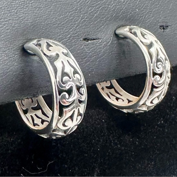 JAMES AVERY Sterling Silver Filigree Scroll Adoree Hoop Earrings; RETIRED
